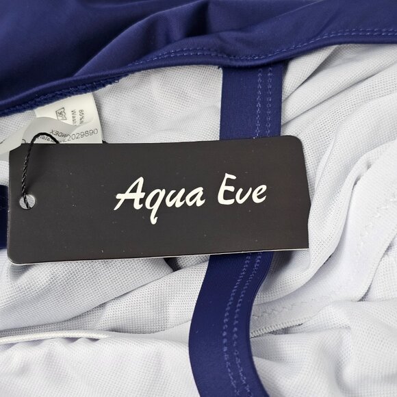 Women's Navy Blue One Shoulder Shirred One Piece Swimsuit Size 18W NWTF - Picture 10 of 15